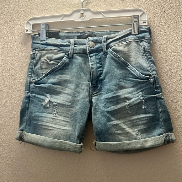 Dex Pants - Dex Distressed Denim Shorts Cuffed Hem Size 24- Boutique Find NWT